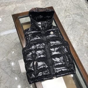 Replica Moncler Glossy Hooded Down Vest Black