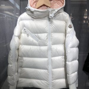 Moncler Short Down Jacket with Hood For Women White