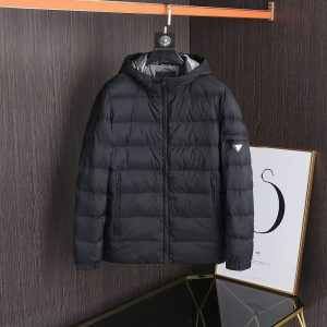 replica PRADA Hooded Down Jacket lightweight Black