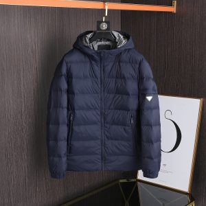 replica PRADA Hooded Down Jacket lightweight Dark Blue