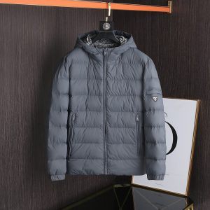 Replica PRADA Hooded Down Jacket lightweight Grey