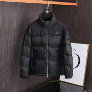 replica Dior Oblique Short Down Jacket Unisex, Warm Puffer Jacket Black