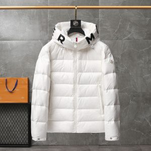 Replica Moncler Logo Hooded Down Jacket White