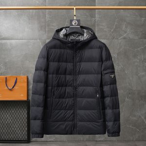 PRADA Lightweight Hooded Down Jacket Black