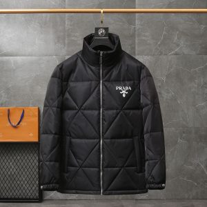 Replica Prada Short Down Jacket for Men , Winter Down Jacket Black