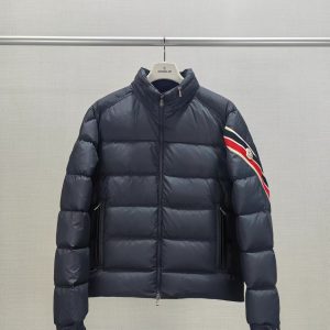 replica Moncler Short down jacket ,Hooded Puffer Jackets Dark Blue