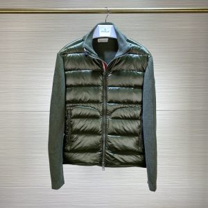 replica Moncler Men's Slim Fit Knit Down Jacket Green