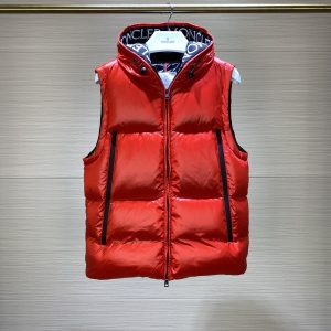 Moncler Unisex Hooded Stylish Down Vest Red