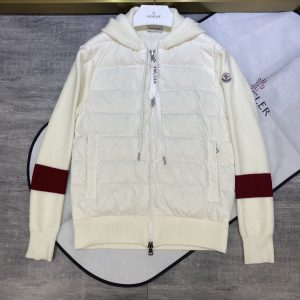 replica Moncler Down Jacket White, Slim fit Knit Short down jackets