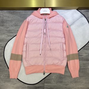 replica Moncler Down Jacket Pink, Slim fit Knit Short down jackets