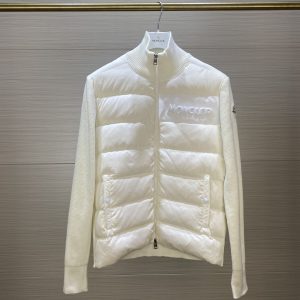 replica Moncler Men's Slim Fit Knit Down Jacket White