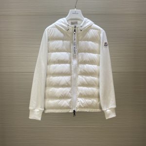 Moncler Slim fit Knit Down Jacket White