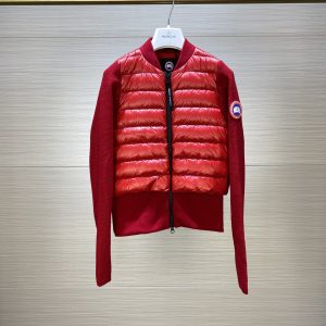 replica Canada Goose Glossy Knit Down Jacket Slim Fit Red