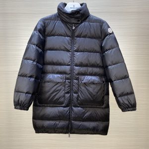 Moncler Glossy Mid Long Down Jacket for Women Black