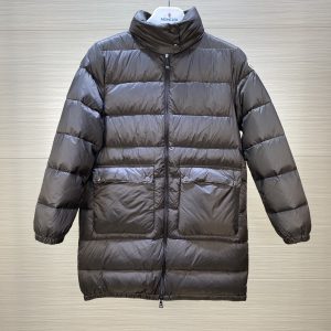 Moncler Glossy Mid Long Down Jacket for Women Grey