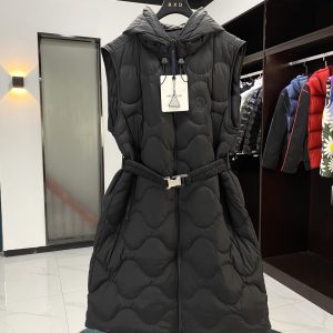 Replica Moncler Liveche Longline Belted Puffer Vest Black