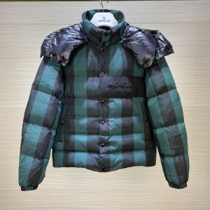 replica Moncler Check Pattern Down Jacket Green