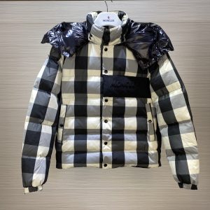 replica Moncler Check Pattern Down Jacket White