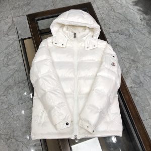 Replica Moncler Solid Color Puffer Down Jacket Unisex White