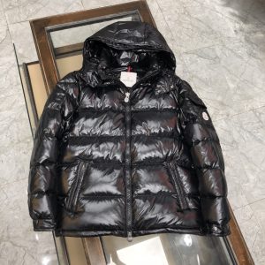 Replica Moncler Solid Color Puffer Down Jacket Unisex Black