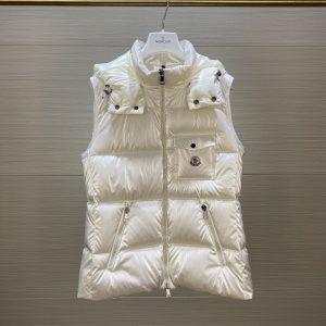 replica Moncler Glossy Down Vest, Short Puffer Vests White