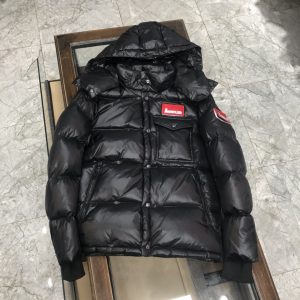 Replica MONCLER Short Down Jacket Black with Red Logo