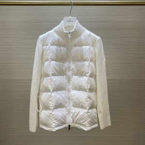 replica Moncler Slim Fit Knit Down Jacket Glossy White