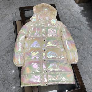 MONCLER Colorful White Long Down Jacket for Women