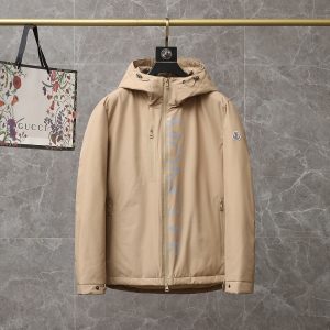 Moncler Men’s Hooded Down Jacket Khaki Big Logo Design