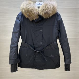 replica Moncler Boed Fur Hooded Down Jacket Black