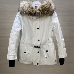 replica Moncler Boed Fur Hooded Down Jacket White