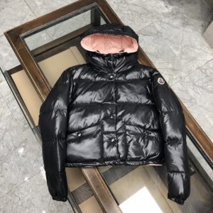 Replica Moncler Down Jacket with Pink Hood Black