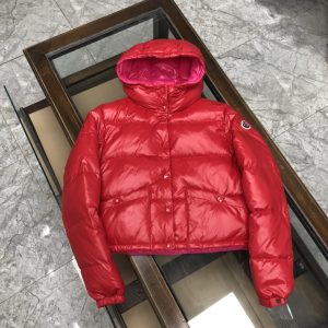 Replica Moncler Down Jacket with Pink Hood Red