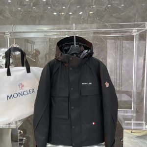 replica Moncler Windbreaker Down Jacket with Hood Black