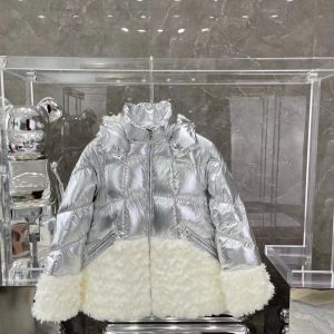 Replica Moncler Down Jacket Lamb Fur for Women Silver