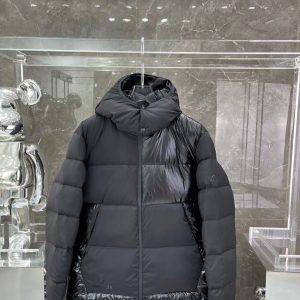 replica Moncler Unisex Patchwork Short Down Jacket Black