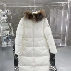 Replica Moncler Women's Fox Fur Boed Long Down Jacket White