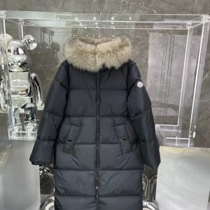 Replica Moncler Women's Fox Fur Boed Long Down Jacket Black