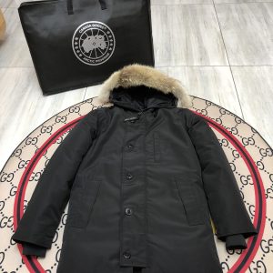 Canada Goose Parka Unisex Fur Hooded Long Down Coat-Black