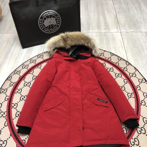 Canada Goose Rossclair Parka Women's Long Down Coat with Fur Hood Red