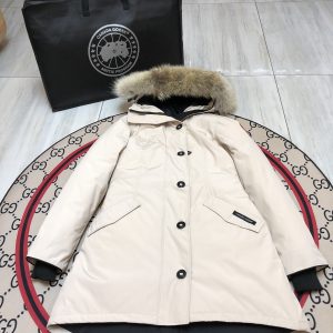 Canada Goose Rossclair Parka Women's Long Down Coat with Fur Hood White