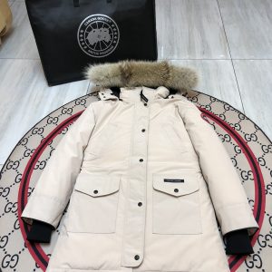 Canada Goose Trillium Parka Women's Fur Hooded Long Down Coat-White