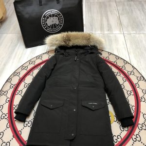 Canada Goose Trillium Parka Women's Fur Hooded Long Down Coat-Black