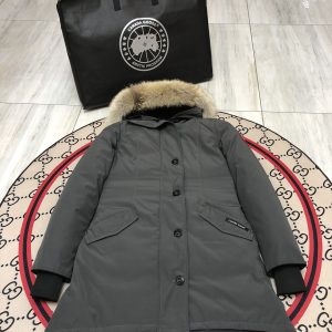 Canada Goose Rossclair Parka Women's Long Down Coat with Fur Hood Grey