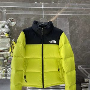 replica The North Face Down Jacket, Short Puffer Jacket Lemon Green