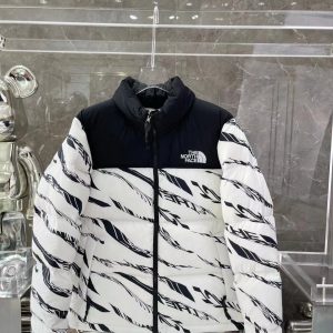 The North Face Down Jacket, Short Puffer Jacket Zebra White