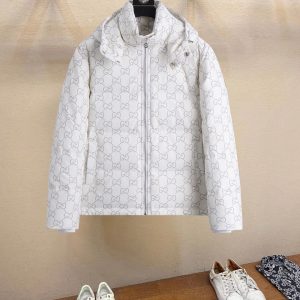 Gucci monogram Hood Down Jacket, Short down jacket White