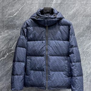 Replica Fendi FF logo Short Down Jacket Blue