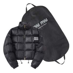 Replica miu miu Padded Short Puffer Jacket Black