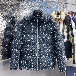 LV 2024 Short Down Jacket, Puffer Jacket Blue